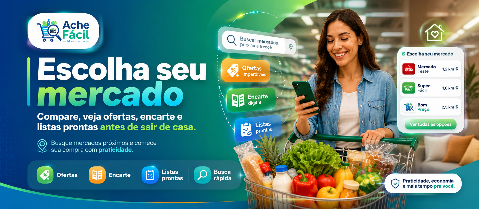 Escolha seu mercado: compare, veja ofertas, encarte e listas prontas antes de sair de casa